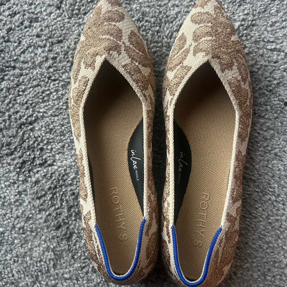 Rothy's Women's Beige and Brown Floral Flats